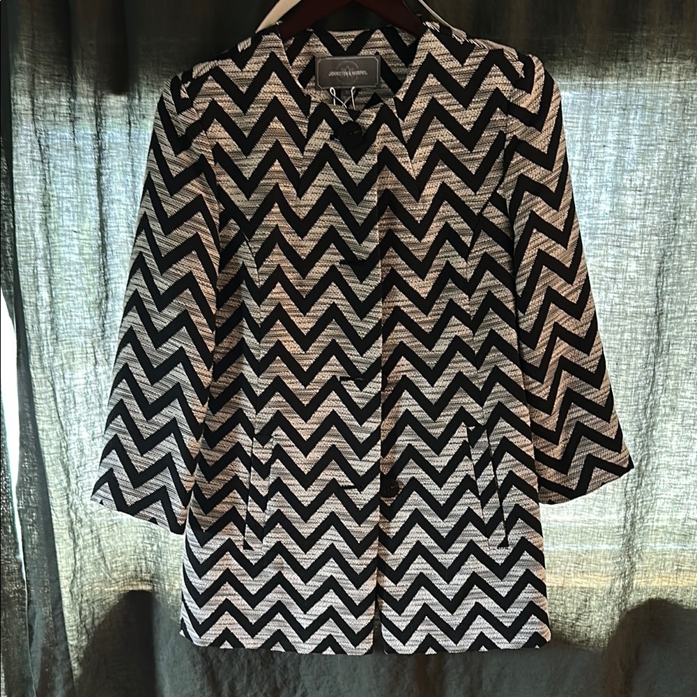 Johnston & Murphy Chevron Black and White Pea Coat